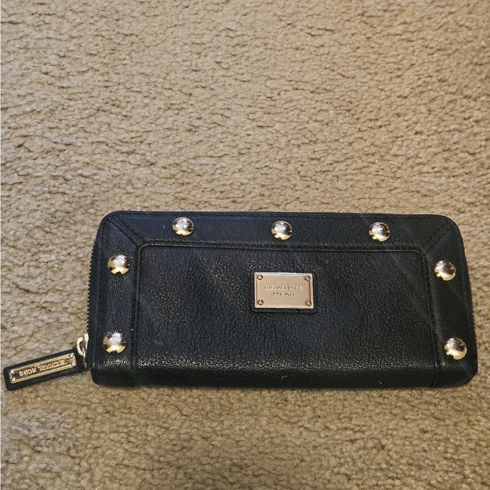 Michael Kors Black Wallet with Gold Studs